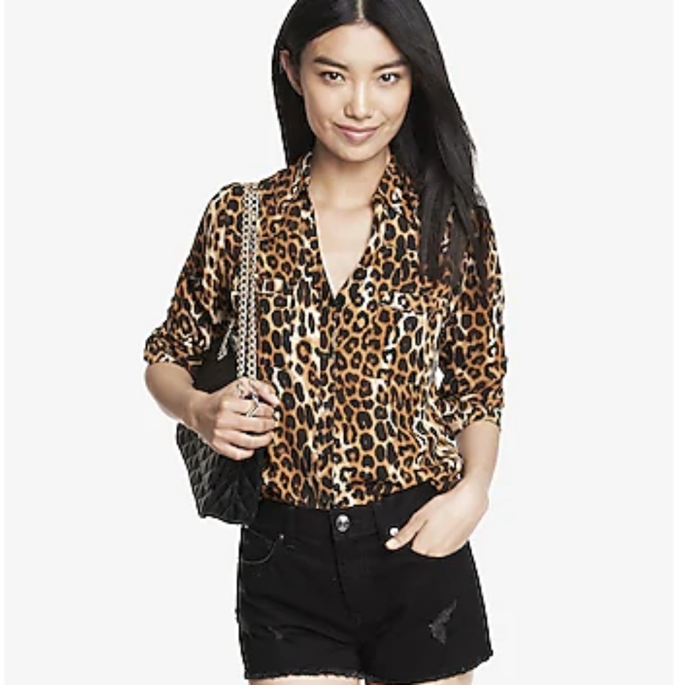 Express leopard print portofino shirt